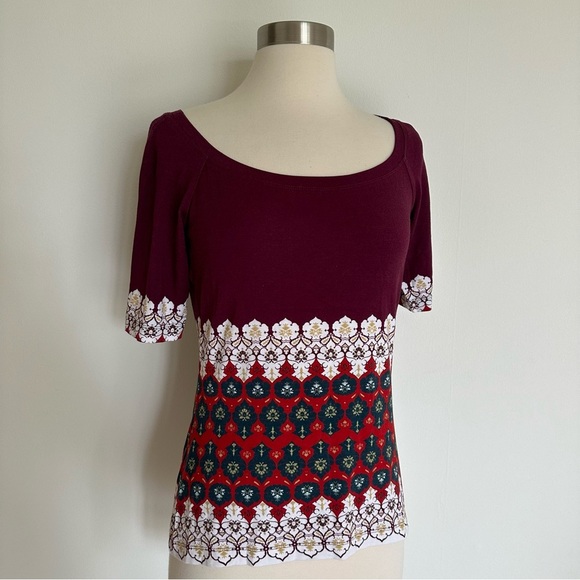 St. John Top T-Shirt Printed Stretchy Top - Picture 1 of 9